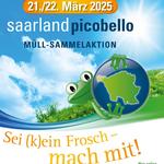 Plakat Saarland Aktion Picobello (Bild mit einer Weltkugel und einem Frosch)