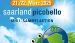 Saarlandpicobello Plakat Saarland Aktion Picobello (Bild mit einer Weltkugel und einem Frosch)