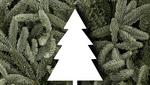 Tannenbaum Tannenbaumzweige im Hintergrund mit einem weißen Symbolbild für Tannenbaum