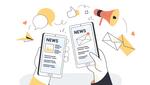 Symbolbild für Newsletter Hand holding smartphones with online newspaper, newsletter